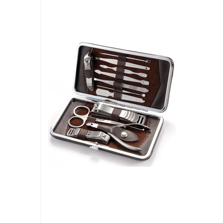 Trusa manichiura si pedichiura, 11 piese, inox