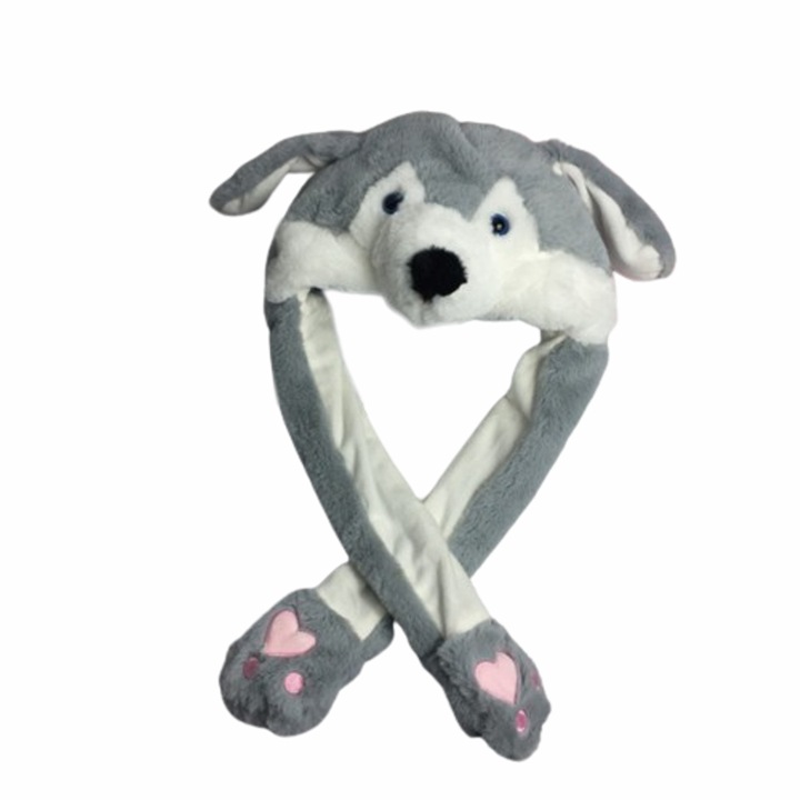 Ahelos sapka, kutya, kivehető fülek, plüss