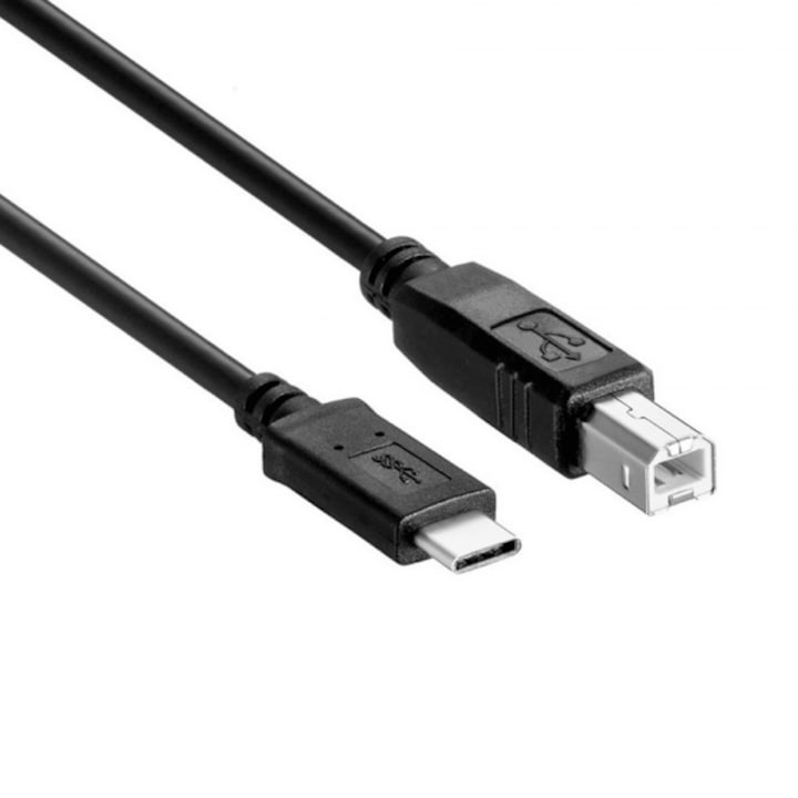 USB Type-C 3.1 dugas kábel (host-host) USB-B 2.0 dugaszhoz (eszköz - eszköz), nyomtatókhoz, szkennerekhez, többfunkciós készülékekhez, elektromos zongorához, 1 m