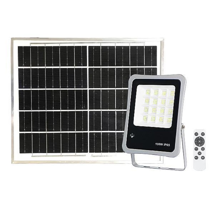Proiector LED PLUS cu panou solar, 100W, 4000K lumina neutra, 5500lm, 5V, IP65, Eurolamp