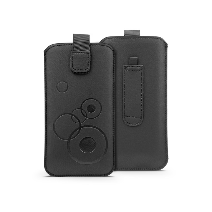 DECO univerzális kihúzható telefontok - Apple iPhone 12 / 12 Pro / Samsung Xcover 5/ S21 5G/ Note/Note 2/Note 3 - fekete (PT-6663)