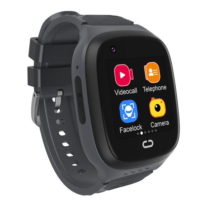 Ceas smartwatch copii, Valdus LT31E, Nano SIM 4G, functie telefon, apel video, GPS, buton SOS, negru