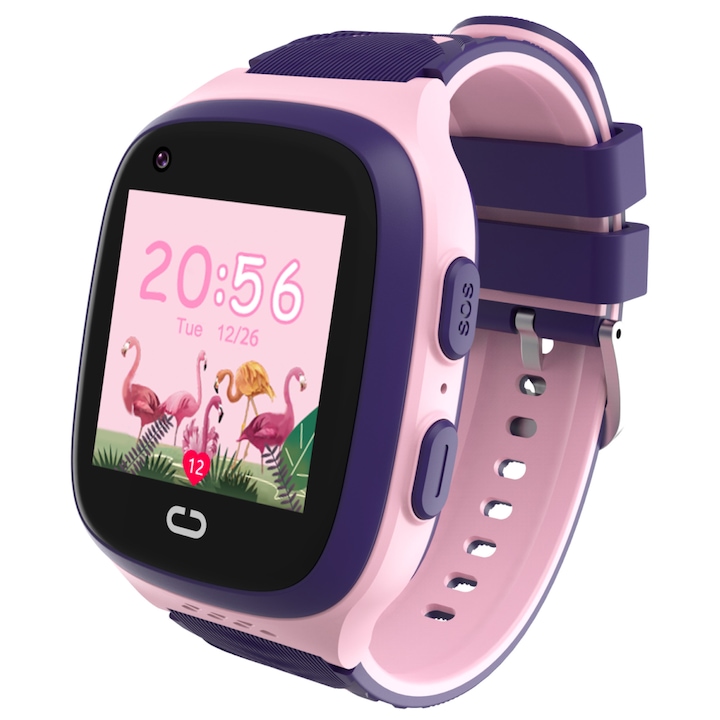 Ceas smartwatch copii, Valdus LT31E, Nano SIM 4G, functie telefon, apel video, GPS, buton SOS, roz