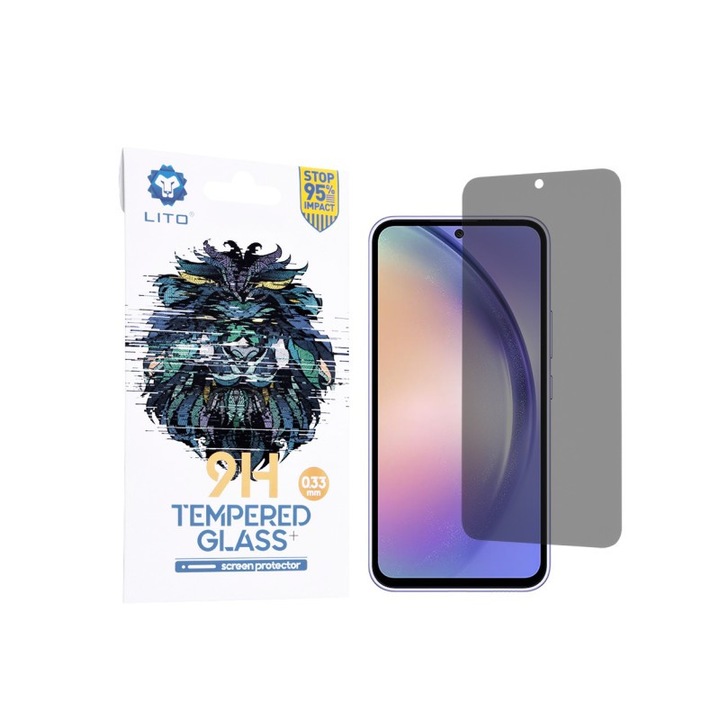 Стъклен протектор Lito Glass Privacy Secure, съвместим със Samsung Galaxy A54 5G, подходящ за калъф, антишпионски