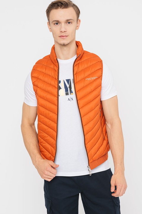 ARMANI EXCHANGE, Cipzáros mellény steppelt dizájnnal, Mandarinszín, M