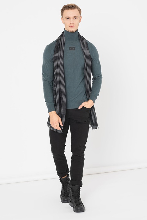 ARMANI EXCHANGE, Szűzgyapjú tartalmú garbó logós részlettel, Angolzöld