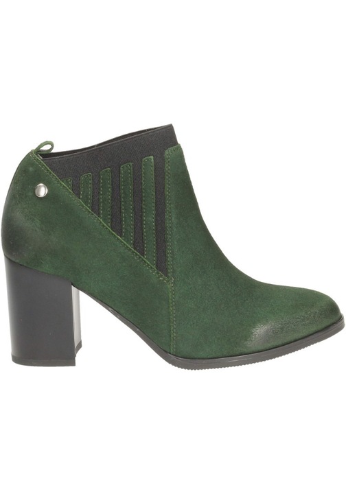 Botine dama, Maciejka, Piele intoarsa, Verde/ Negru, Verde/Negru, 36