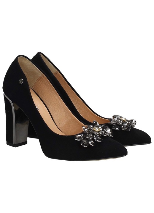 Pantofi cu toc dama, Maciejka, Piele, Negru