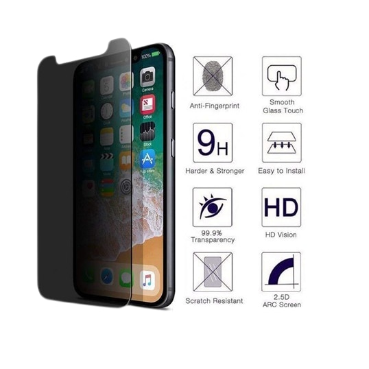 Folie Sticla, Privacy, Premium pentru iPhone 14 Pro, 9H, Full Cover, Full Glue, Black