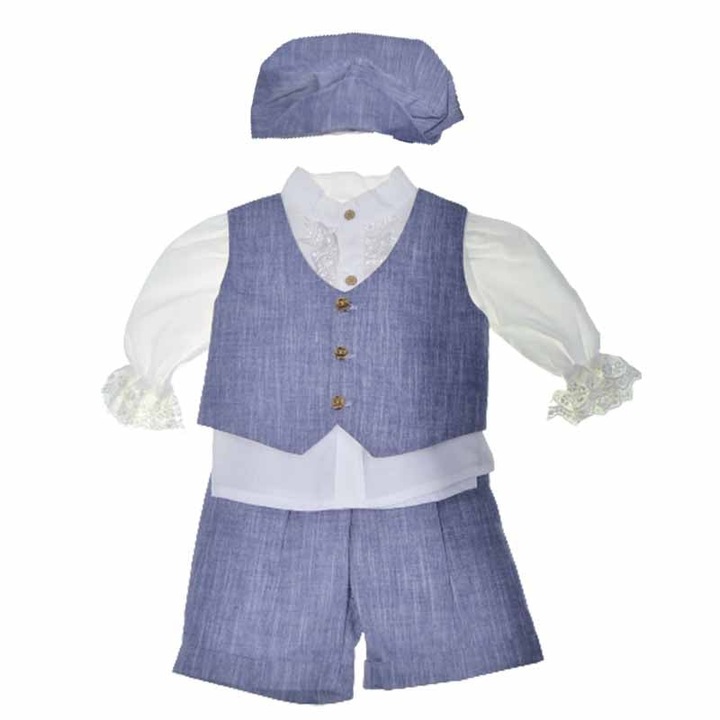 4 részes keresztelő ruha fiúknak Duomar 20623-1-74, Blue 74 CM 6-9 hónap