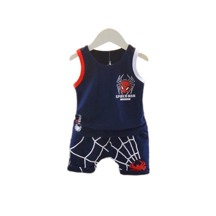 Compleu vara Spider, maieu si pantaloni scurti bleumarin