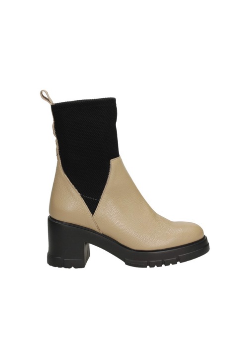 Botine dama, Wonders, Piele naturala, Negru/Bej