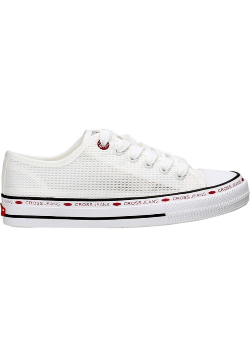 Дамски маратонки с връзки, Cross Jeans, Mesh, Бели, 37 EU