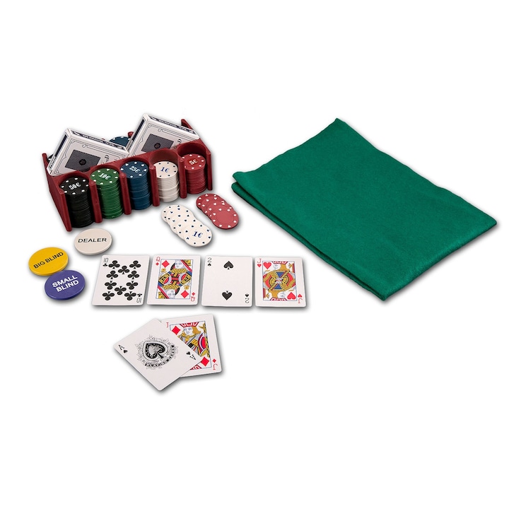 Комплект покер Action One, С 200 надписани чипа, Метална кутия
