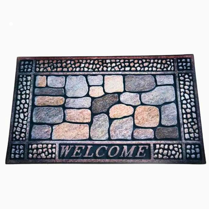 Ajtószőnyeg, gumi és nejlon, DM 22, STONE WELCOME, 75 x 45 cm