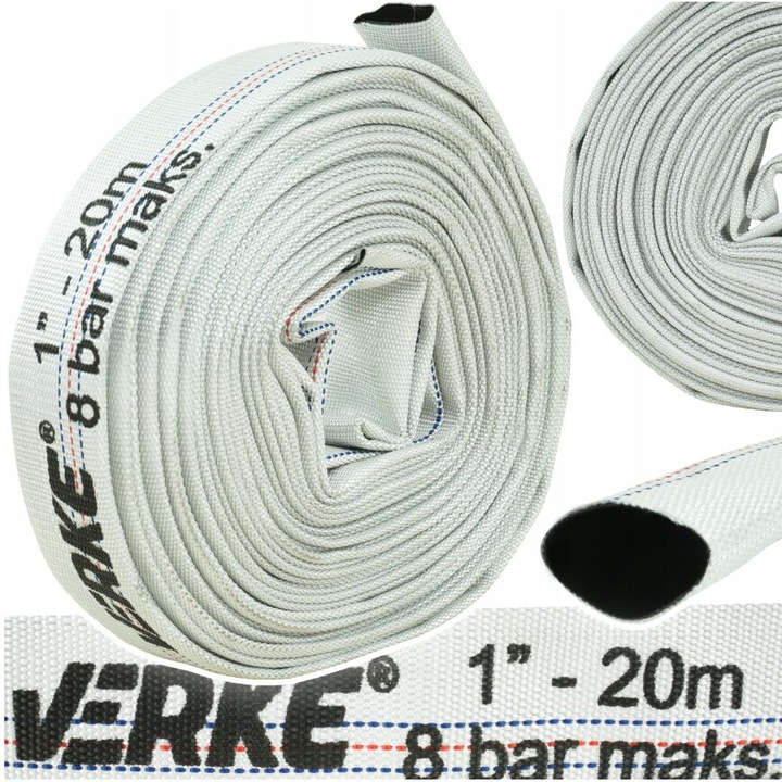 Маркуч за вода 1" 20 метра пожарникарски гумиран 8 бара Verke
