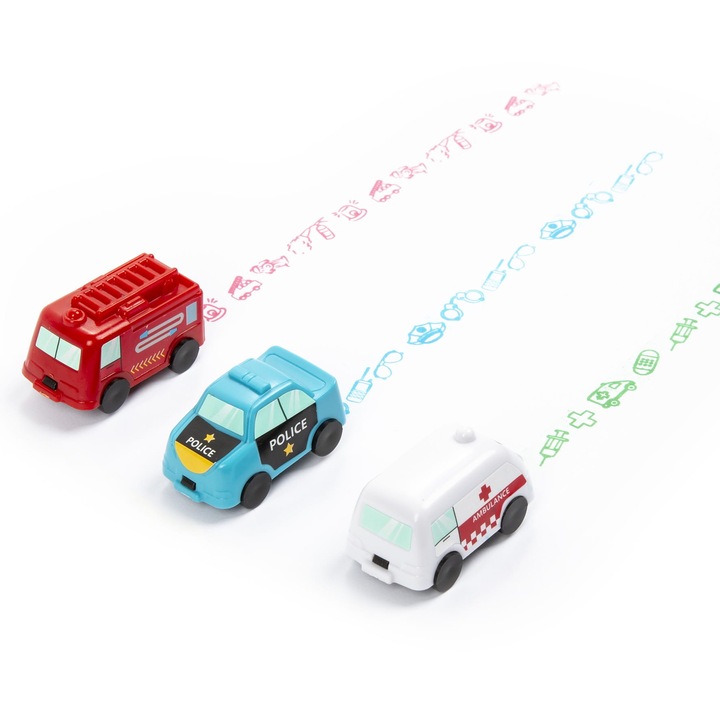 Set 3 stampile autovehicule de urgenta, Kidea, Multicolor