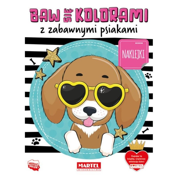 Книжка за оцветяване със стикери "Играй с цветовете със забавни кучета" Martel
