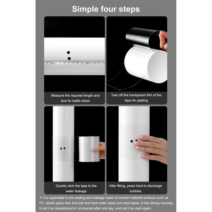 Banda Adeziva pentru Etansare si Izolare Tevi si Recipiente, Super Puternica cu Lipici Foarte Rezistent, Utilizare Universala, 150 x 10 cm, Transparent, CBD CORAL BEST DEALS