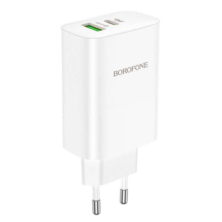 Зарядно Borofone BN10 Sunlight PD 65W, 1 x USB-A, 1 x Type-C (PD/PPS/QC/AFC/FCP/SCP) - Бяло