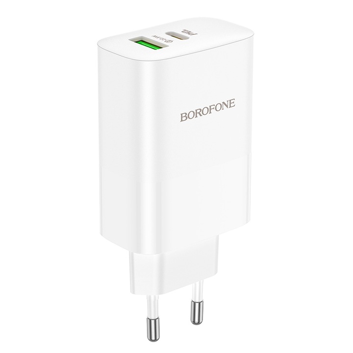 Töltő Borofone BN10 Sunlight PD 65W, 1 x USB-A, 1 x Type-C (PD/PPS/QC/AFC/FCP/SCP) - fehér