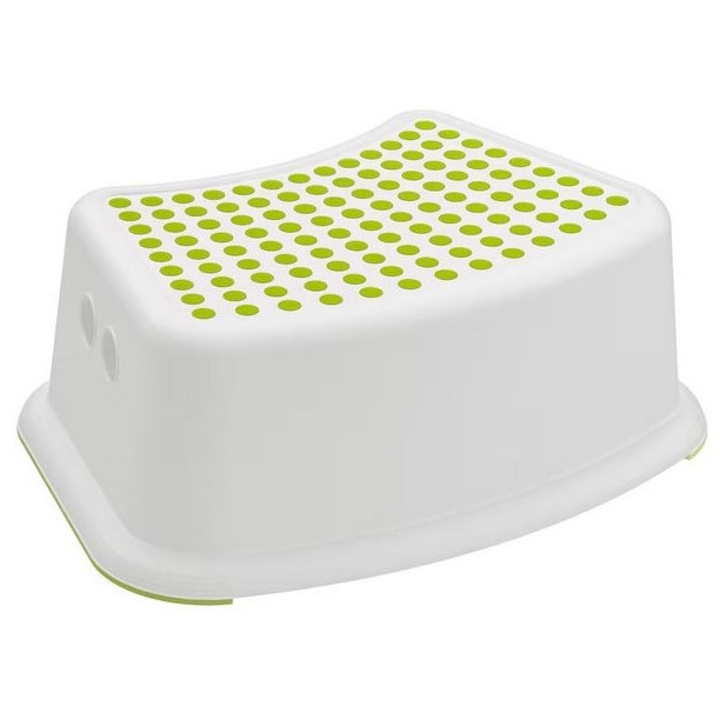Scaun inaltator copii, multifunctional, plastic polipropilenic, antiderapant, alb/verde, 36x23x12 cm