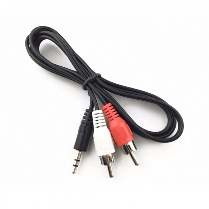 Cablu convertor audio stereo Jack 3.5mm 3 pini tata la 2 x RCA tata, 1m, negru