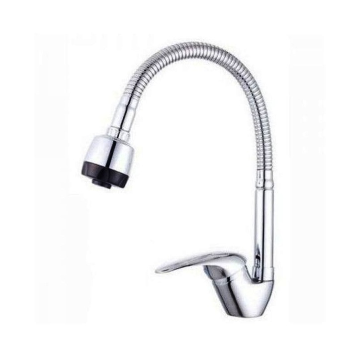 Mozgatható fejű csaptelep, Rosberg, mosogatóra szerelhető, egykaros, króm, 40mm, hosszú csap