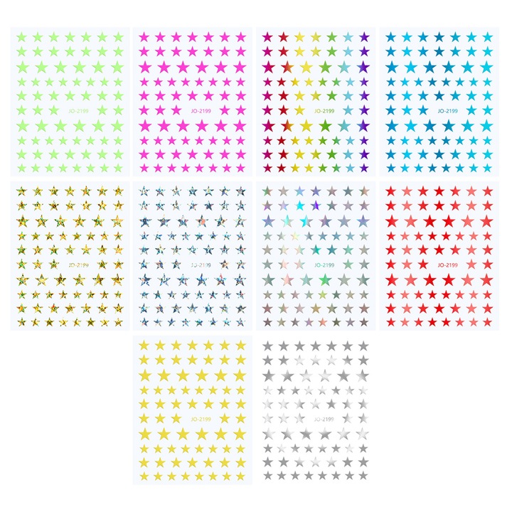 Комплект от 10 листа стикери QttvbTna, декор за нокти, многоцветни, самозалепващи се