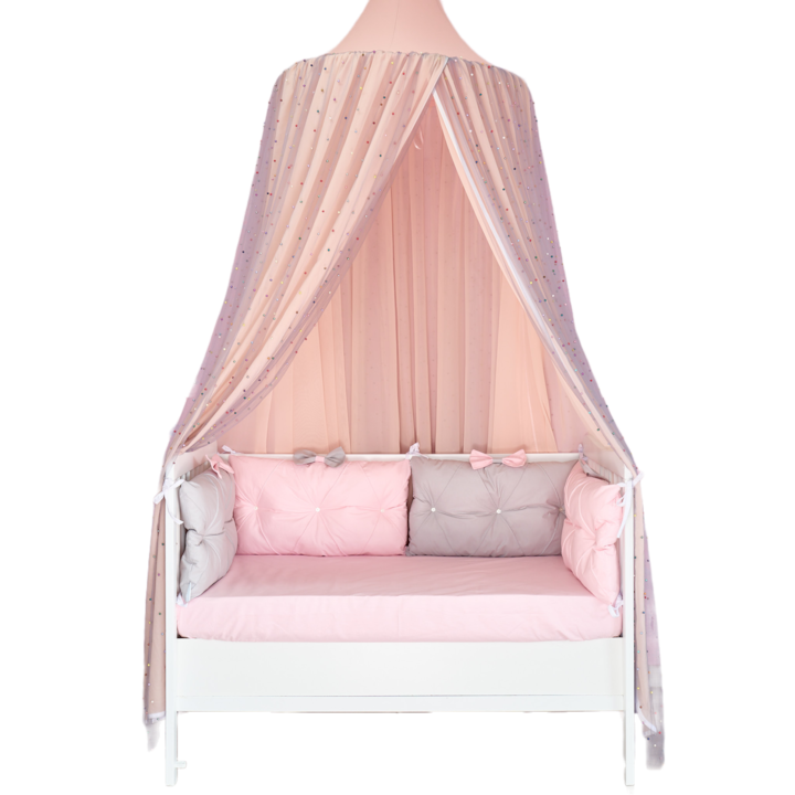 Baldachin pentru tavan de 220cm din tulle si voal, peach roz