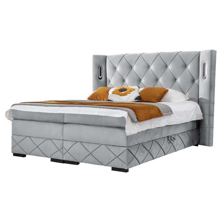 Pat boxspring Banjul Lux, 160x200, Mirjan24, gri