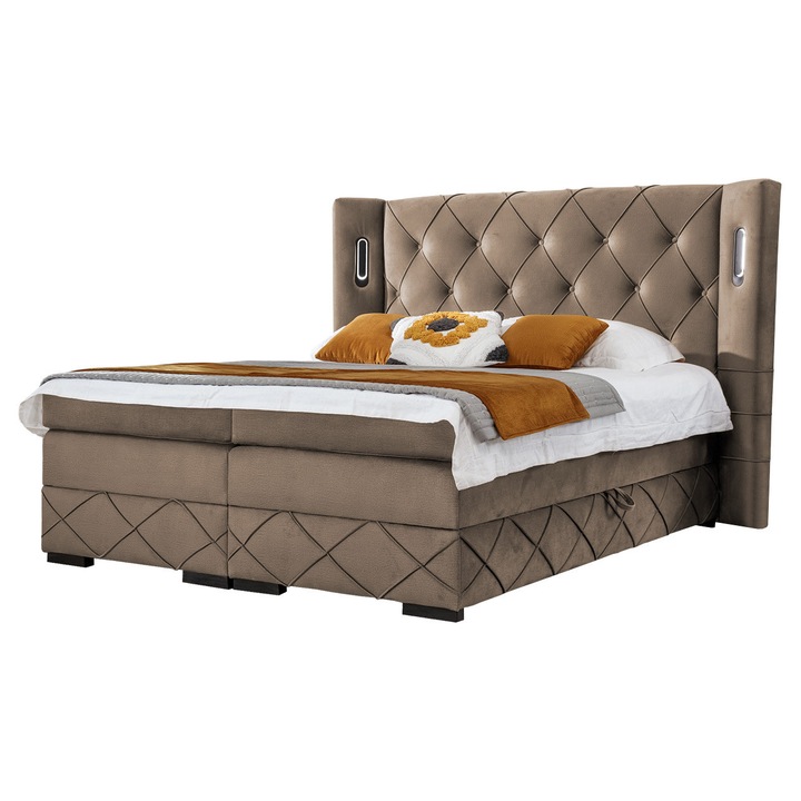 Pat boxspring Banjul Lux, 120x200, Mirjan24, Cappuccino