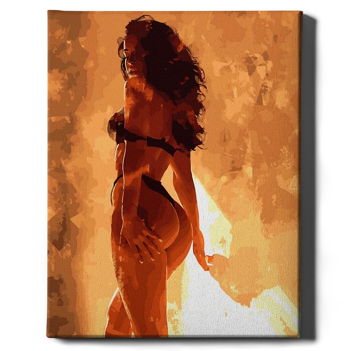 Pictura pe numere 40x50cm - Set complet cu panza numerotata, Tablou cu Rama Imagini de oameni „Femeie frumoasa”, DIY pentru Adulti - Oh Art!®