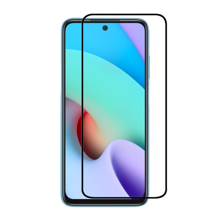 5D edzett üveg teljes ragasztós fekete üvegfólia, teljes lefedettség Xiaomi Redmi 10 / Redmi 10 2022-hez