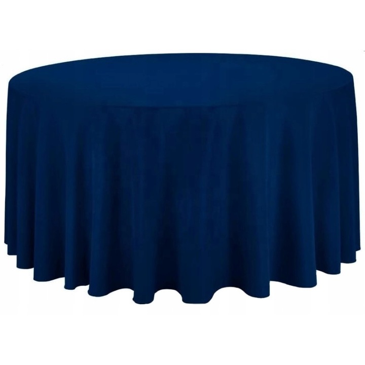 Fata de masa rotunda, Poliester, 320 cm, Bleumarin
