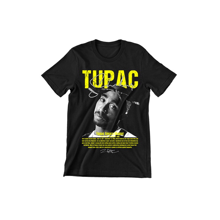 Gyermek póló, Prestige-Butique, Hip-Hop, 2pac sárga, Fekete