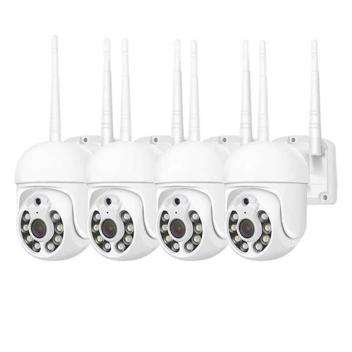4 db kültéri Wifi kamera készlet, Jortan mozgásérzékelő, éjszakai látás, élő nézet a telefonon