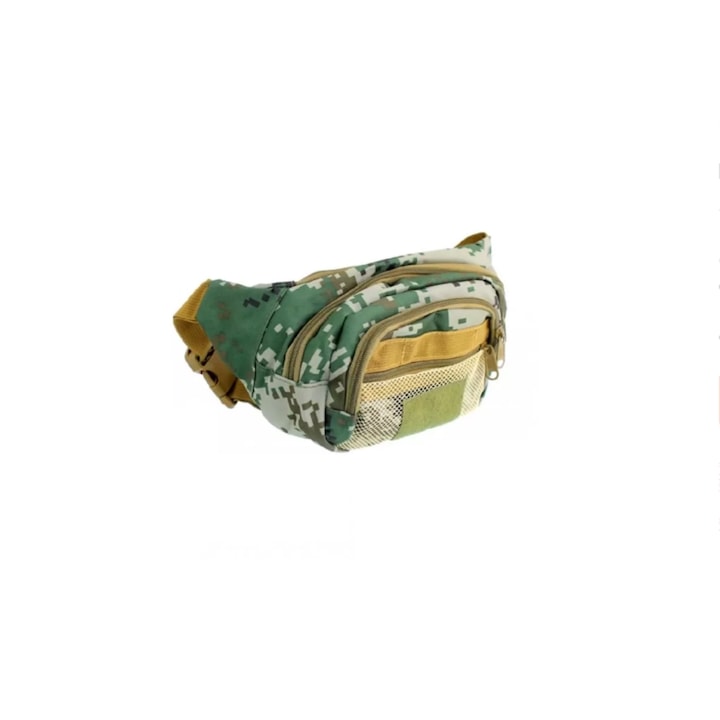 Спортна чанта с джоб за телефон и аксесоари, Автентично качество, водоустойчива материя, армейски цвят