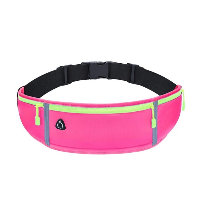 Vízálló sporttáska futáshoz, 3 rekesszel mobiltelefonnak és tartozékoknak, állítható rugalmas övvel, rózsaszín