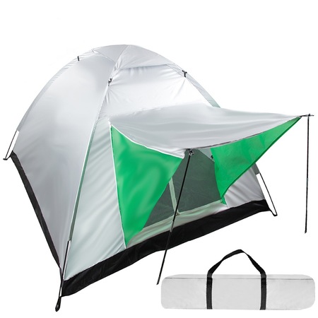 Cort tip IGLU pentru 4 persoane cu plasa pentru tantari, Welora®, Camping/Pescuit/Calatorii, Impermeabil, Husa de transport + Accesorii ancorare, Dimensiuni 200 x 200 x 125cm, Calitate Premium, Argintiu