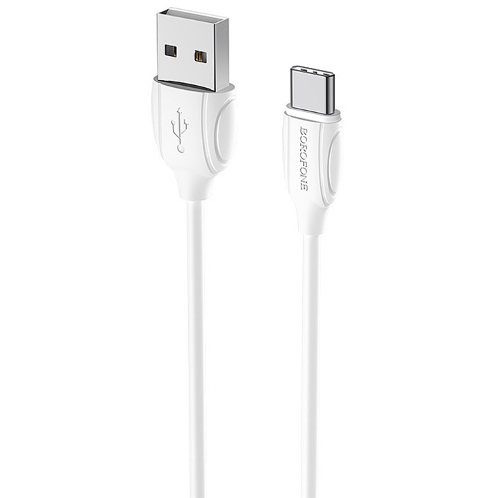 Кабел за пренос на данни и зареждане USB-A - USB-C Borofone Benefit BX19, 18W, 1m, Бял