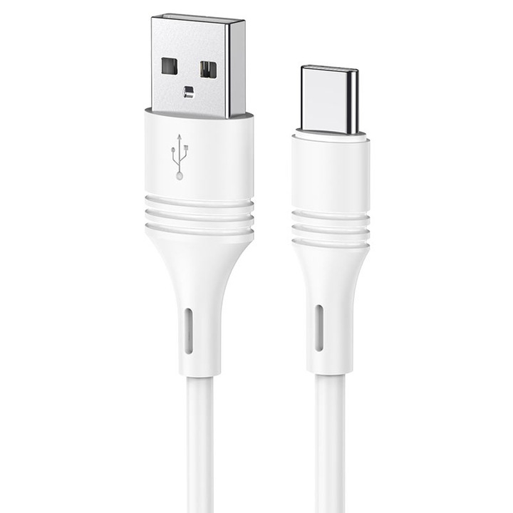 Кабел за пренос на данни и зареждане USB-A - USB-C Borofone BX43 CoolJoy, 18W, 1m, Бял
