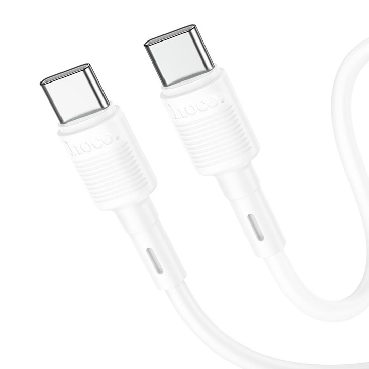 Кабел за данни и зареждане USB-C - USB-C HOCO X83 Victory, 60W, 1m, бял