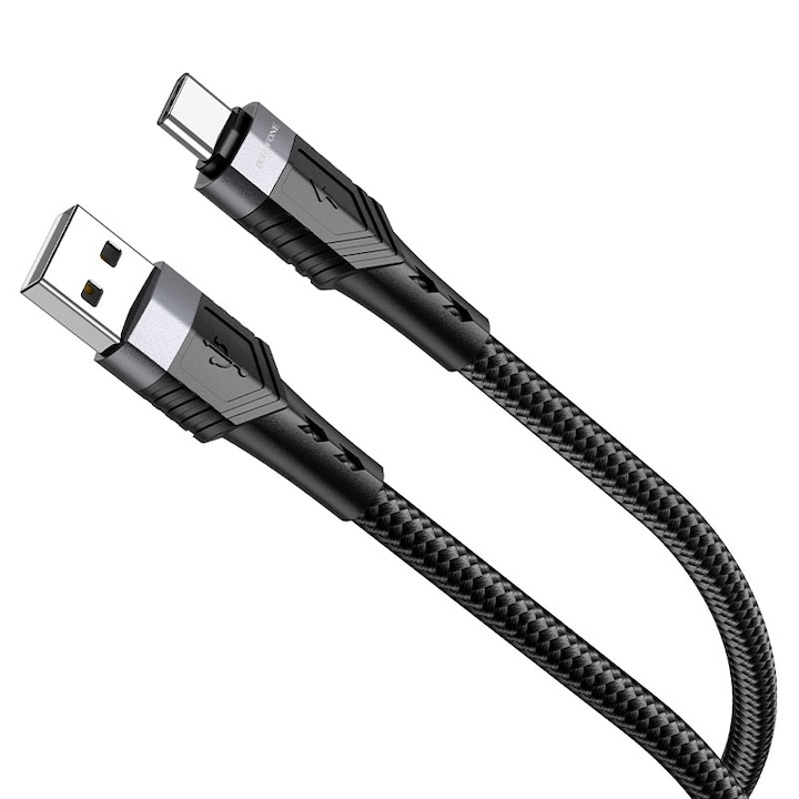 Кабел за данни и зареждане USB-A - USB-C Borofone BU35 Influence, 18W, 1.2m, Черен