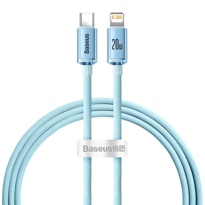 Baseus Type-C - Lightning cable Crystal Shine Series Lightning Fast Charging Power Delivery 20W 1,2m Light Blue (CAJY001303)