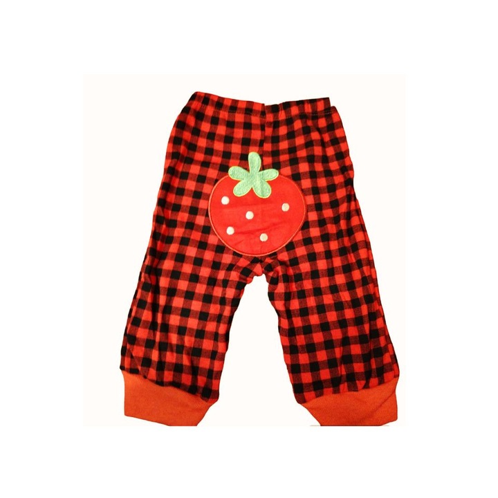 Pantaloni lungi pentru bebelusi, Rosu, capsuna, 0-3 luni