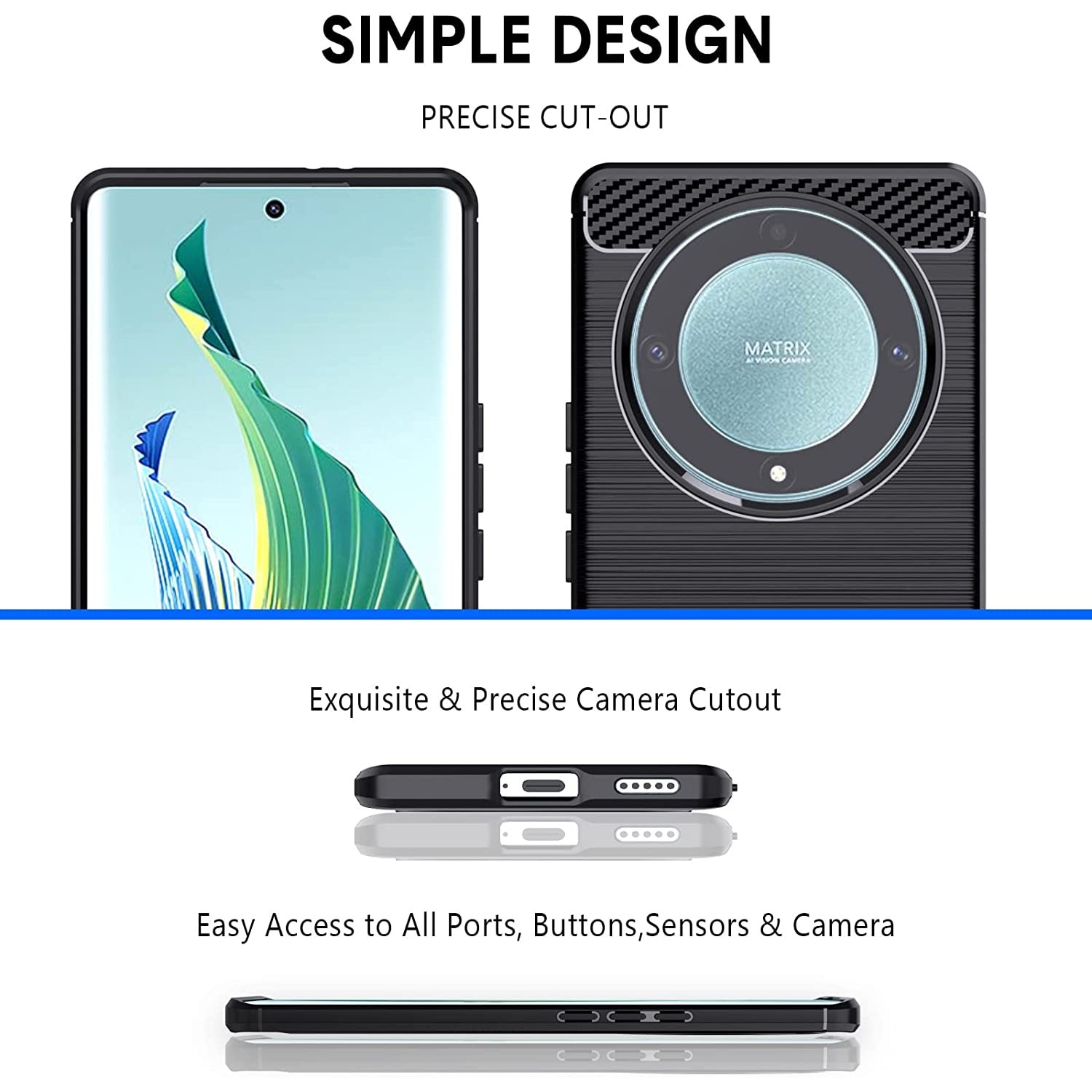 Husa pentru Honor Magic 8 Lite Carbon Silicone - negru mat