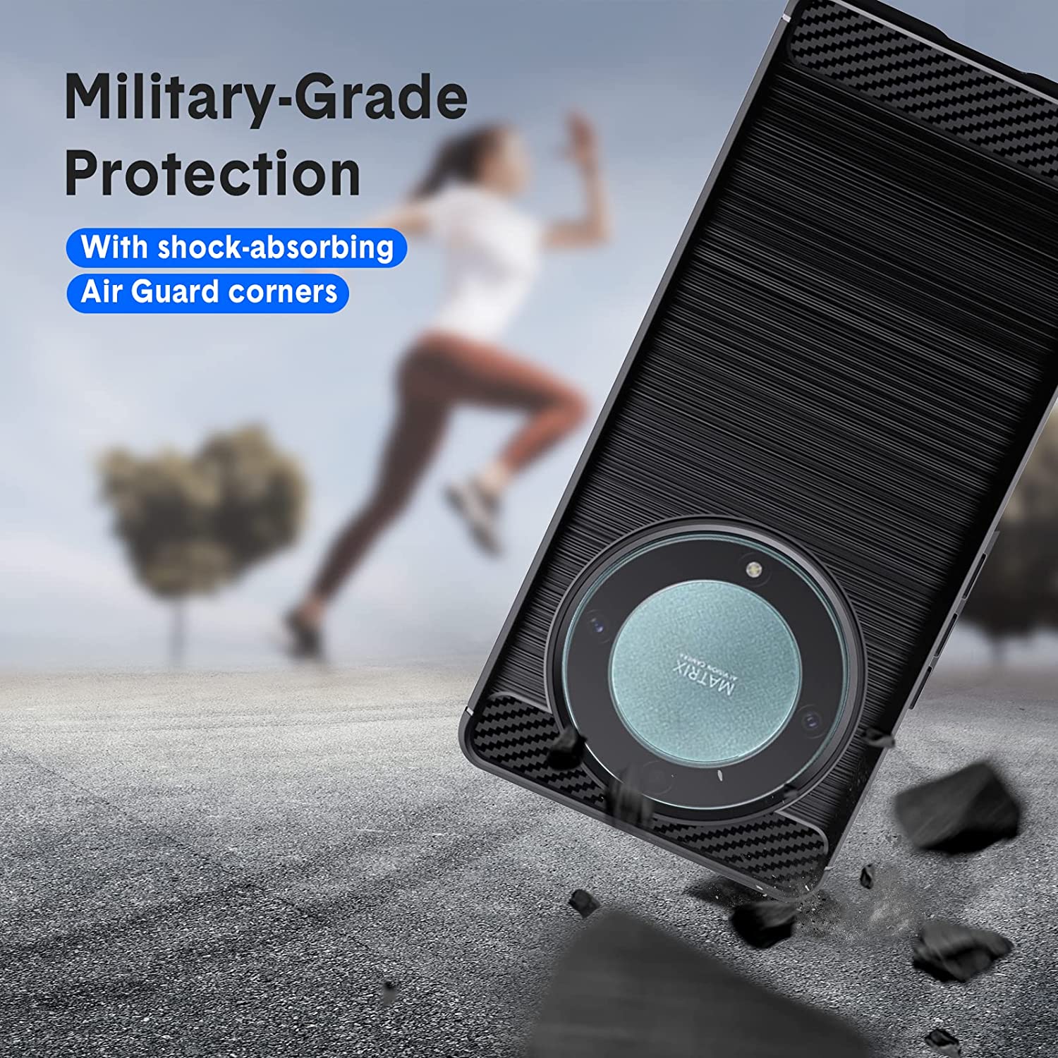 Husa pentru Honor Magic 8 Lite Carbon Silicone - negru mat