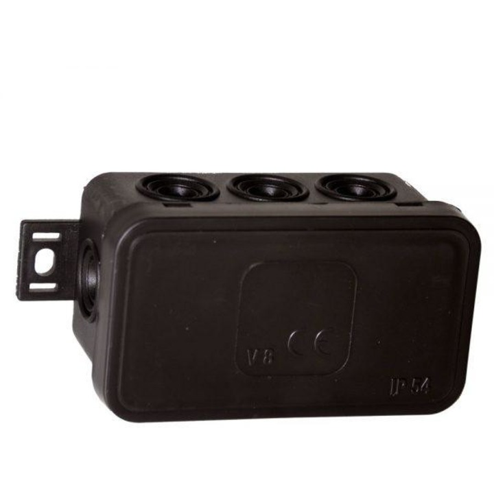 Üres felületi doboz 8 bemenettel VIPLAST V8 click FEKETE IP54 80x45x41mm 038-05