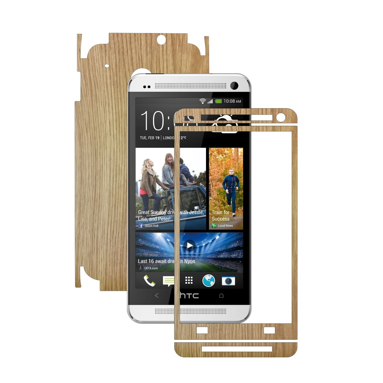 Folie de protectie Carbon Skinz, Husa de tip Skin Adeziv pentru Carcasa, Lemn Stejar dedicata HTC One M7